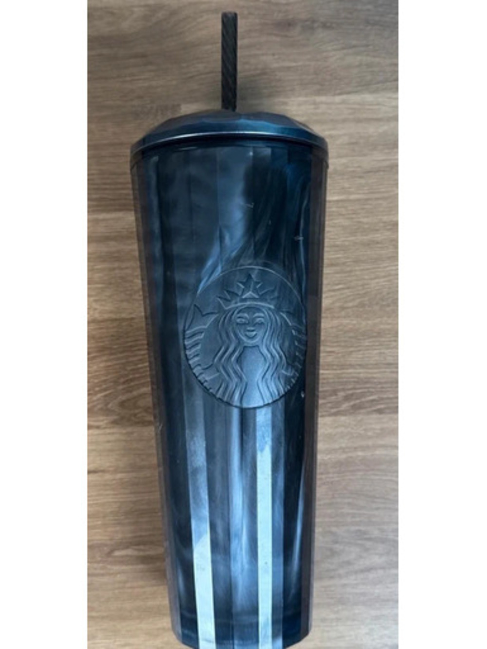 Starbucks 24oz Iridescent Black Tumbler Venti Cold Cup w/ Lid & Straw New